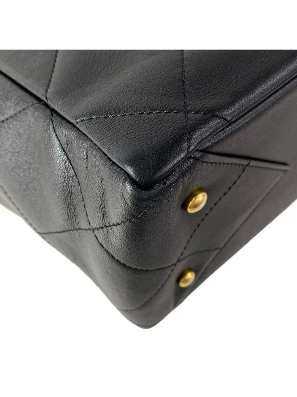 Chanel Tote Quilted Black Metal Vintage Gold